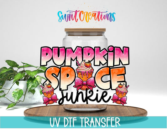 Pumpkin Spice Junkie Fall UV DTF Decal | Autumn Coffee Tumbler Decal | UV1092 - Swiit Creations