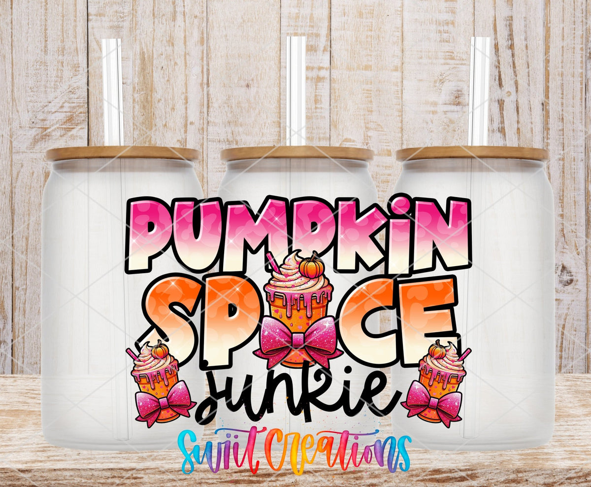 Pumpkin Spice Junkie Fall UV DTF Decal | Autumn Coffee Tumbler Decal | UV1092 - Swiit Creations