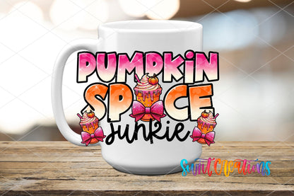 Pumpkin Spice Junkie Fall UV DTF Decal | Autumn Coffee Tumbler Decal | UV1092 - Swiit Creations