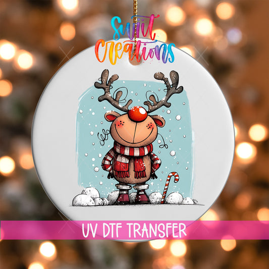Reindeer Christmas UV DTF Ornament Transfer | O-1257 - Swiit Creations