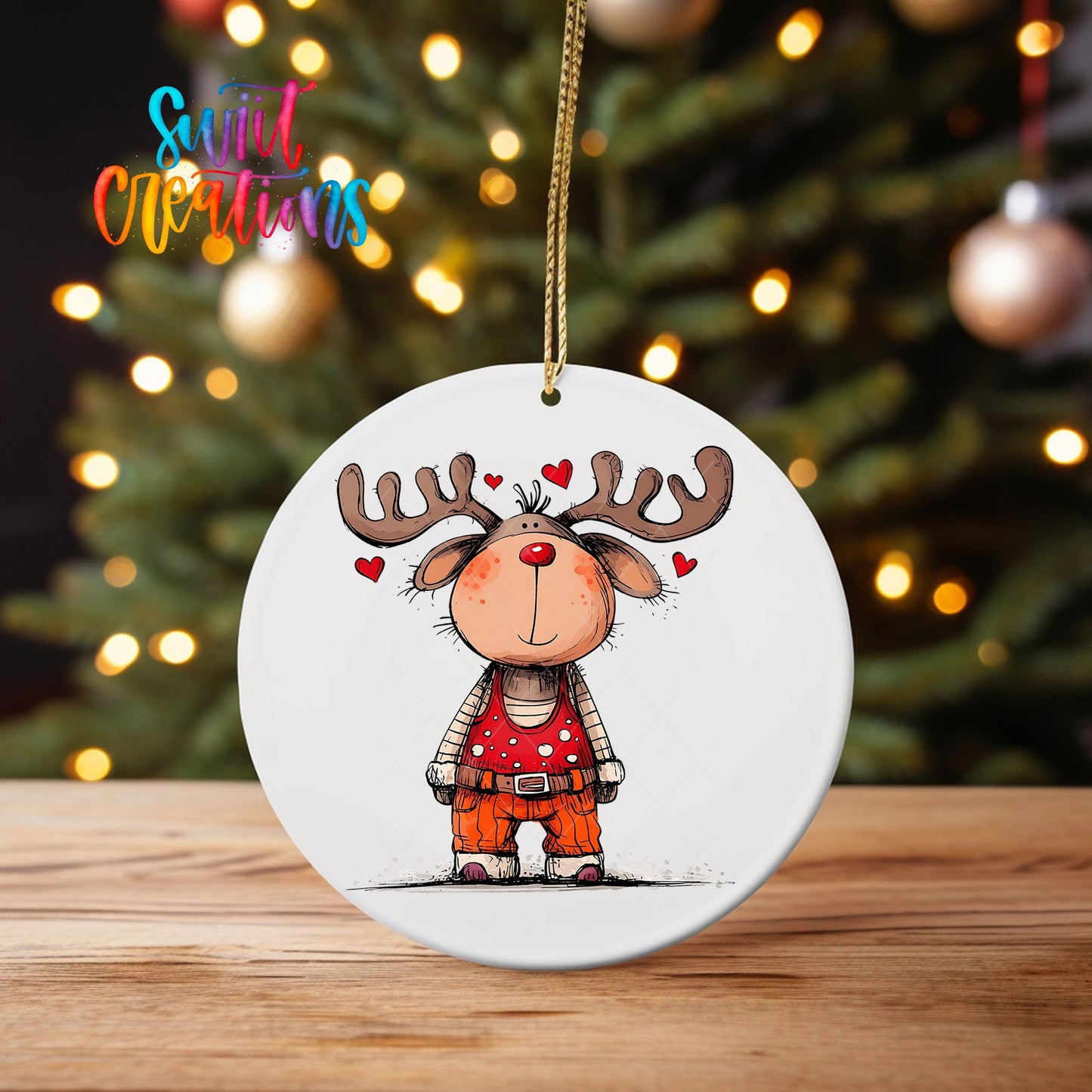 Reindeer Christmas UV DTF Ornament Transfer | O-1258 - Swiit Creations