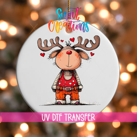 Reindeer Christmas UV DTF Ornament Transfer | O-1258 - Swiit Creations