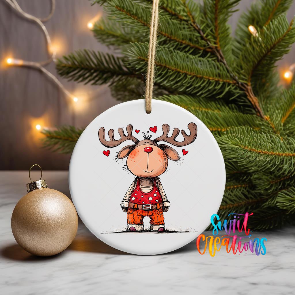 Reindeer Christmas UV DTF Ornament Transfer | O-1258 - Swiit Creations