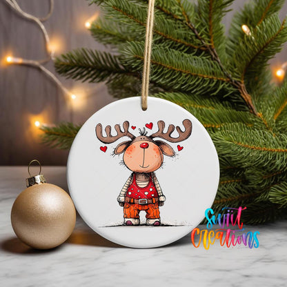 Reindeer Christmas UV DTF Ornament Transfer | O-1258 - Swiit Creations