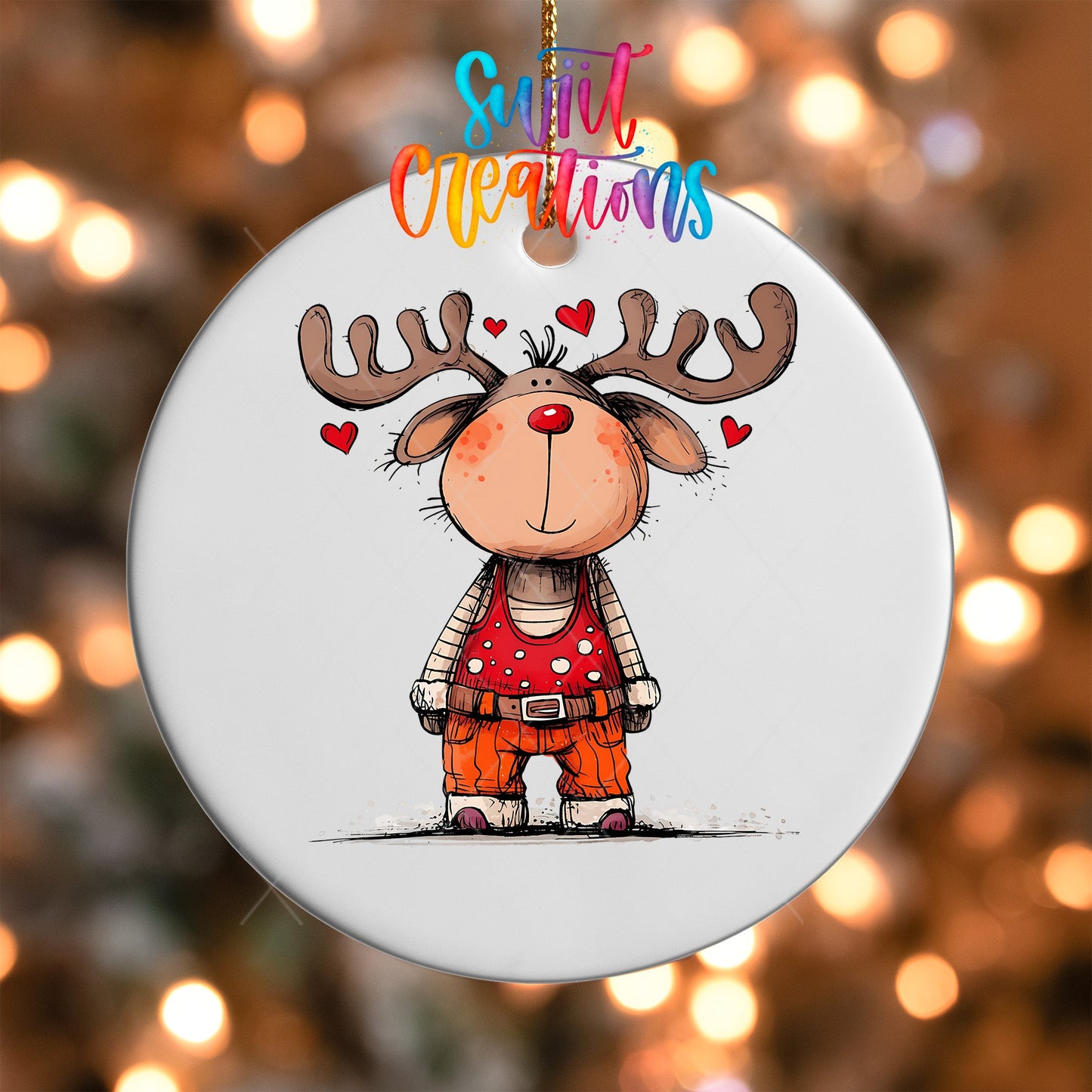 Reindeer Christmas UV DTF Ornament Transfer | O-1258 - Swiit Creations
