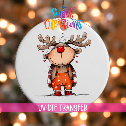 Reindeer Christmas UV DTF Ornament Transfer | O-1259 - Swiit Creations