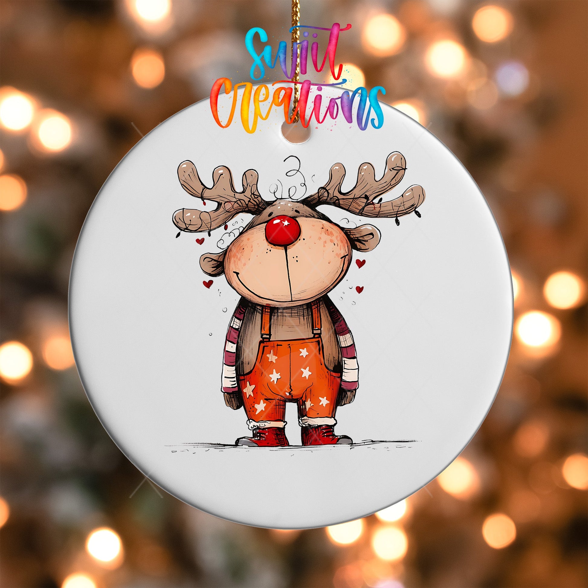 Reindeer Christmas UV DTF Ornament Transfer | O-1259 - Swiit Creations