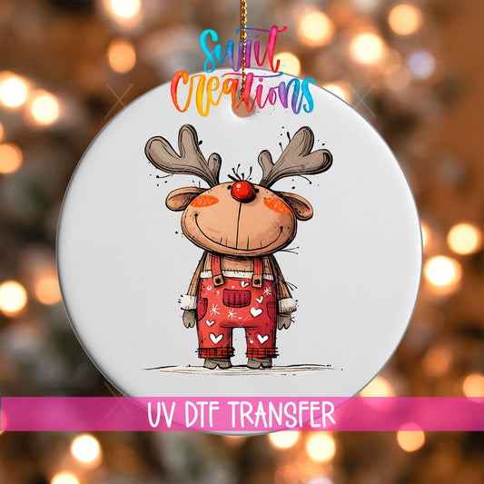 Reindeer Christmas UV DTF Ornament Transfer | O-1262 - Swiit Creations