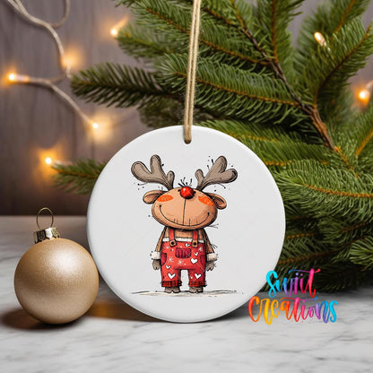 Reindeer Christmas UV DTF Ornament Transfer | O-1262 - Swiit Creations