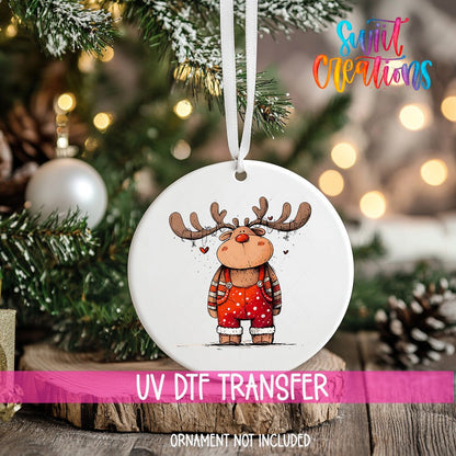 Reindeer Christmas UV DTF Ornament Transfer | O-1263 - Swiit Creations