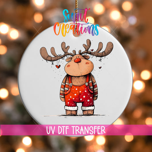 Reindeer Christmas UV DTF Ornament Transfer | O-1263 - Swiit Creations