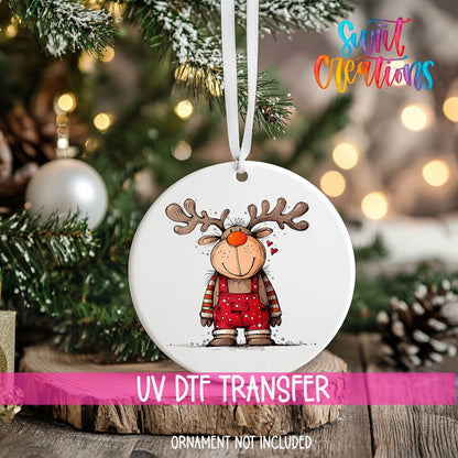 Reindeer Christmas UV DTF Ornament Transfer | O-1265 - Swiit Creations