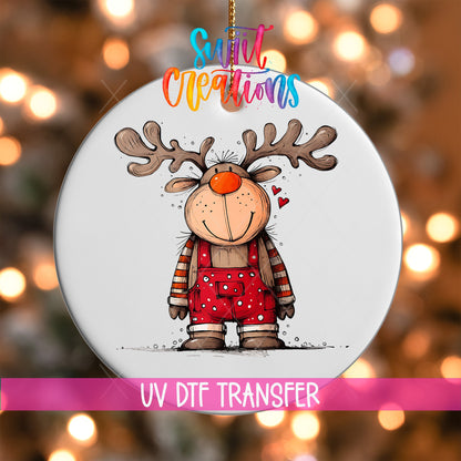 Reindeer Christmas UV DTF Ornament Transfer | O-1265 - Swiit Creations