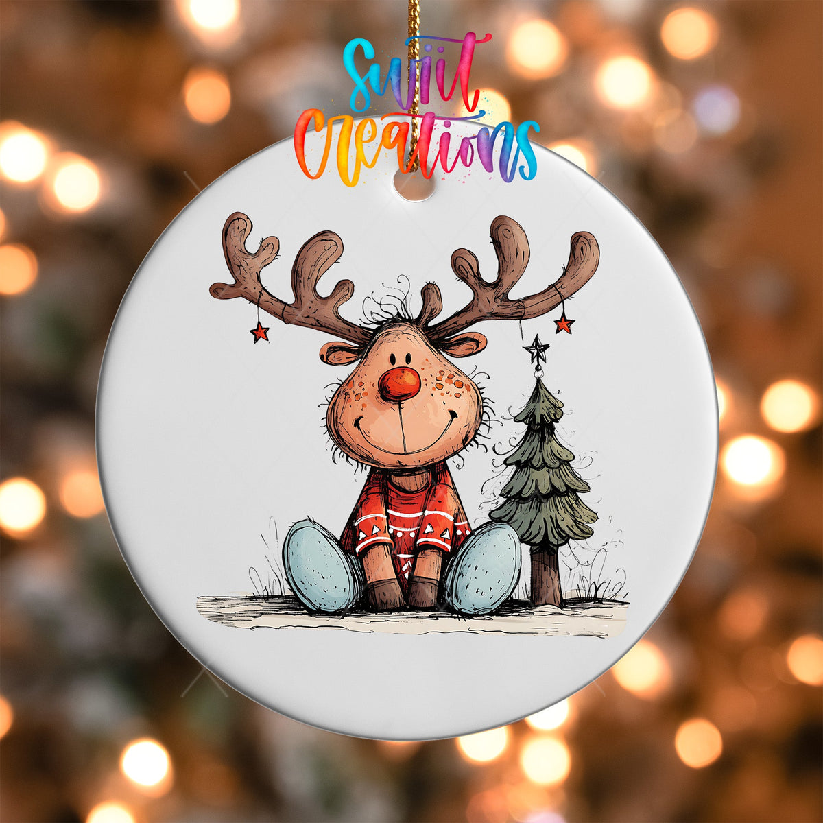 Reindeer Christmas UV DTF Ornament Transfer | O-1267 - Swiit Creations