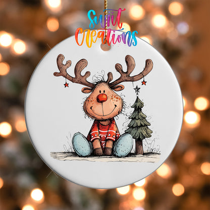 Reindeer Christmas UV DTF Ornament Transfer | O-1267 - Swiit Creations