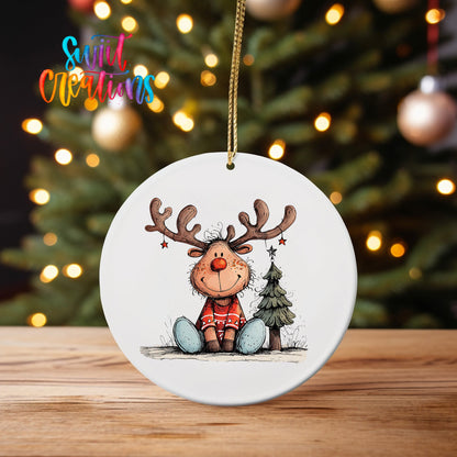 Reindeer Christmas UV DTF Ornament Transfer | O-1267 - Swiit Creations