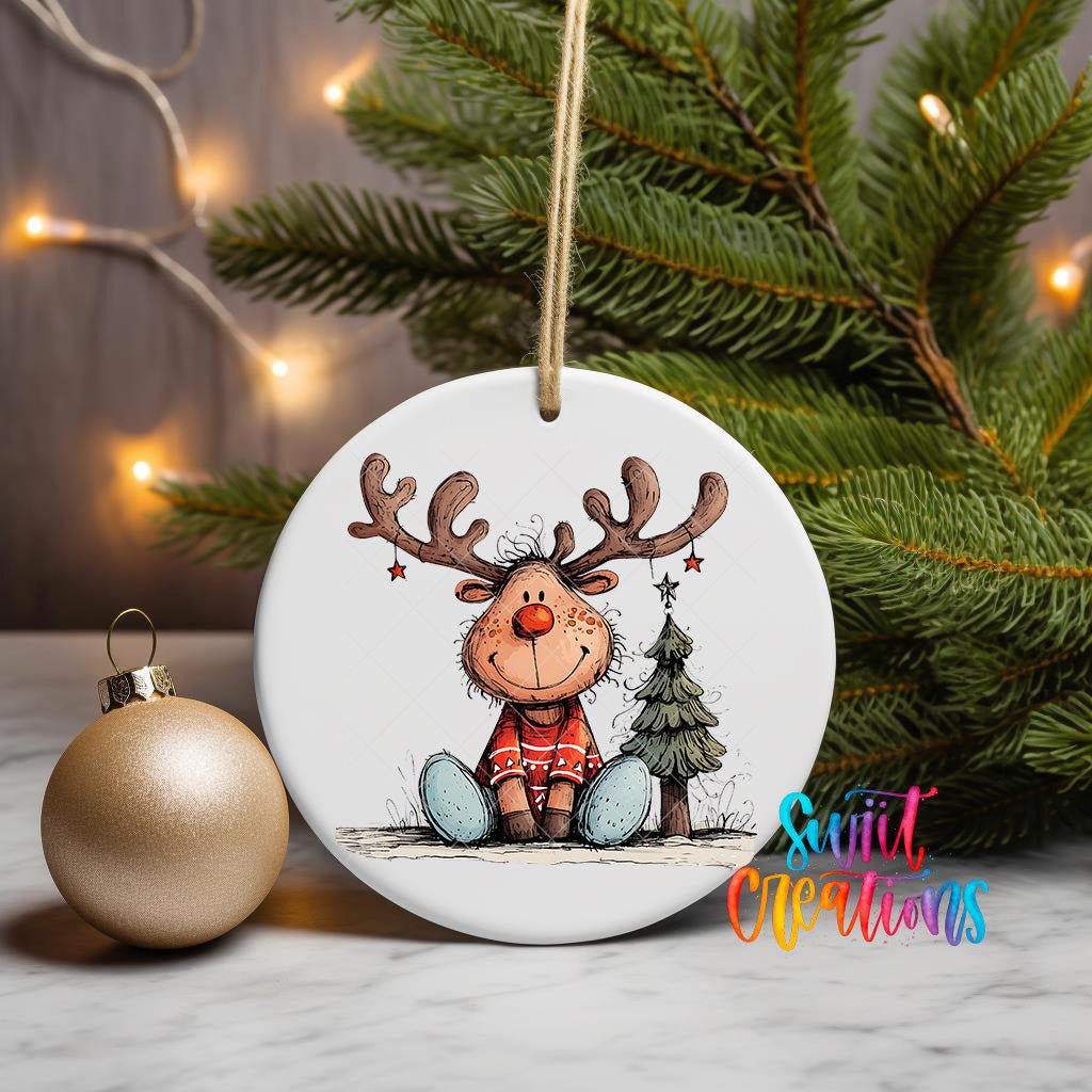 Reindeer Christmas UV DTF Ornament Transfer | O-1267 - Swiit Creations