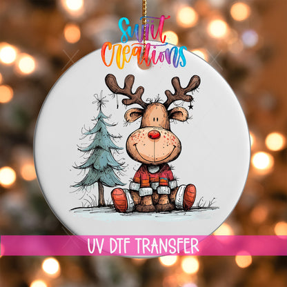 Reindeer Christmas UV DTF Ornament Transfer | O-1268 - Swiit Creations