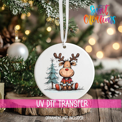 Reindeer Christmas UV DTF Ornament Transfer | O-1268 - Swiit Creations