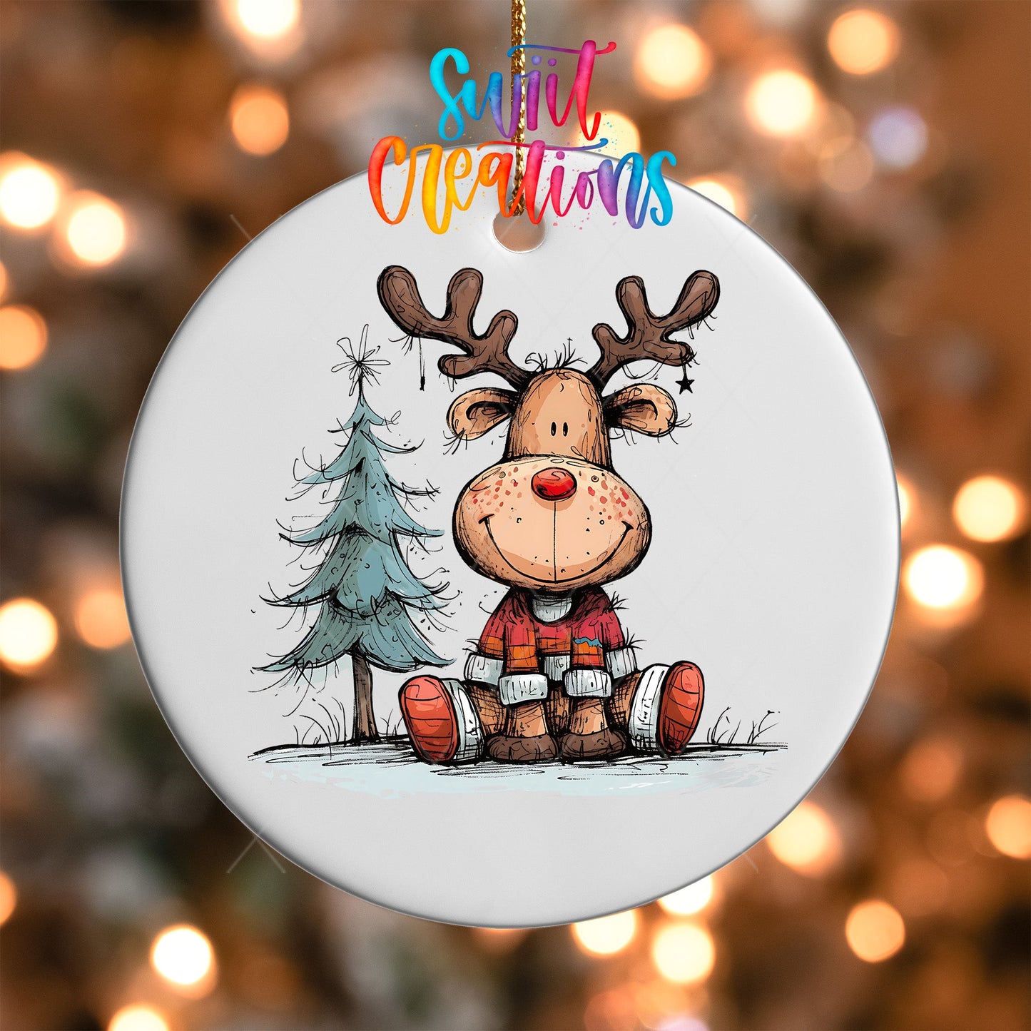 Reindeer Christmas UV DTF Ornament Transfer | O-1268 - Swiit Creations