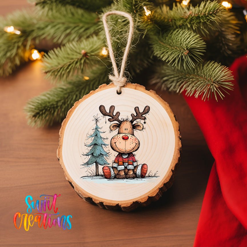 Reindeer Christmas UV DTF Ornament Transfer | O-1268 - Swiit Creations