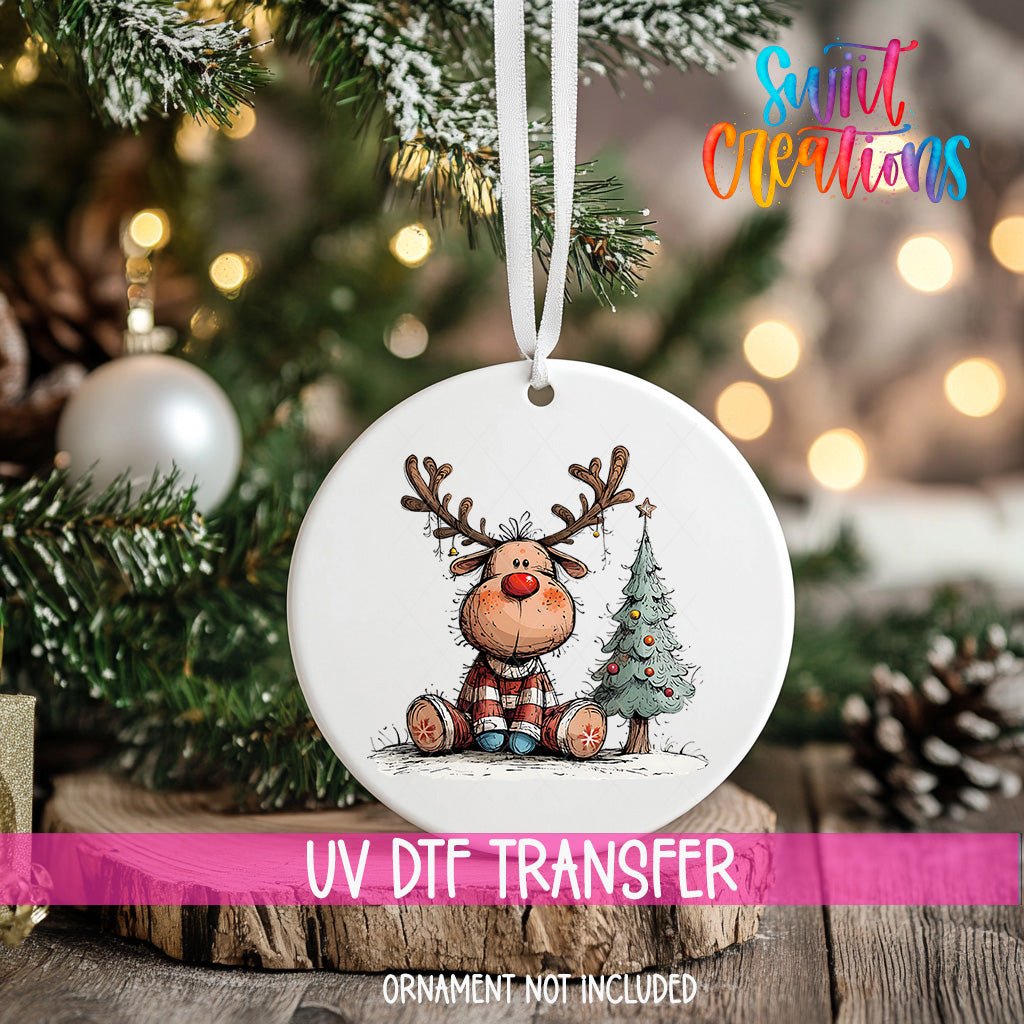 Reindeer Christmas UV DTF Ornament Transfer | O-1269 - Swiit Creations