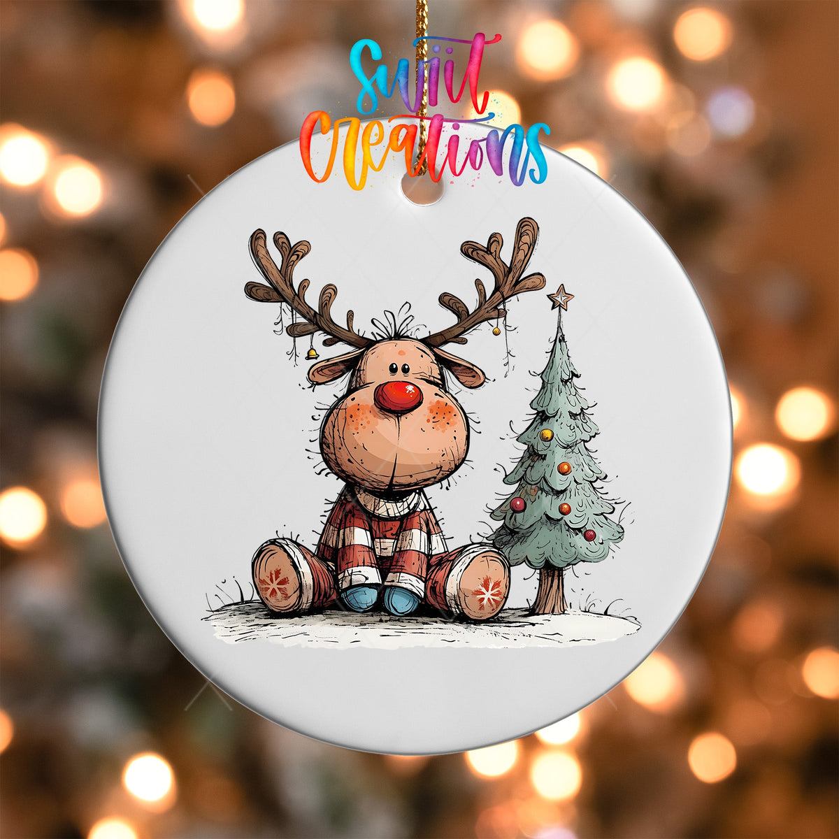 Reindeer Christmas UV DTF Ornament Transfer | O-1269 - Swiit Creations