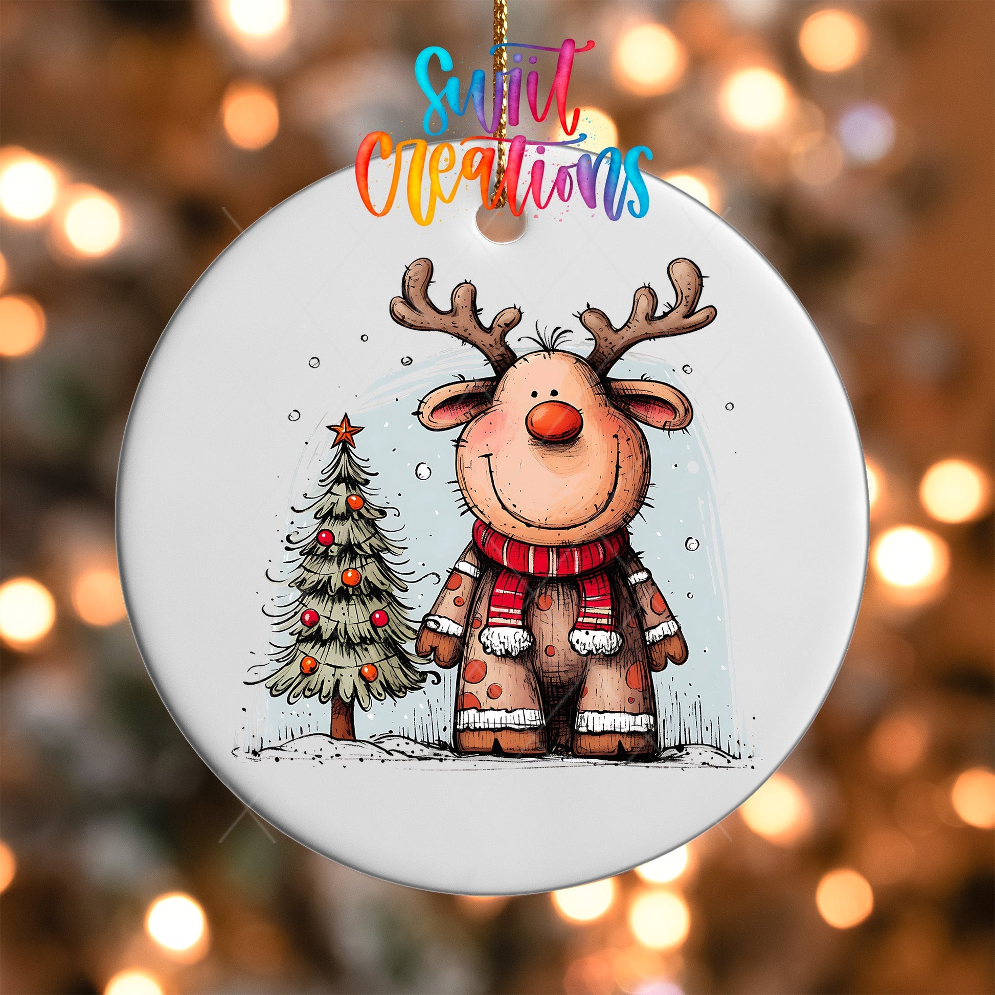 Reindeer Christmas UV DTF Ornament Transfer | O-1270 - Swiit Creations