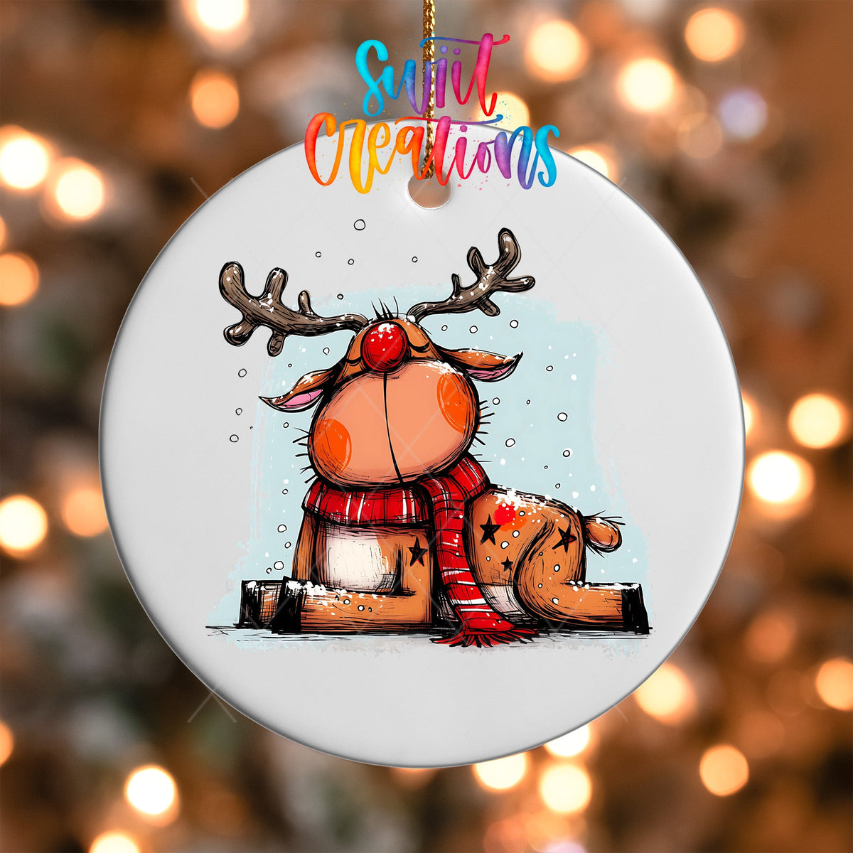 Reindeer Christmas UV DTF Ornament Transfer | O-1271 - Swiit Creations