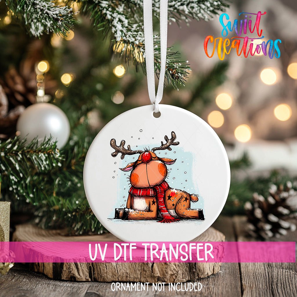 Reindeer Christmas UV DTF Ornament Transfer | O-1271 - Swiit Creations
