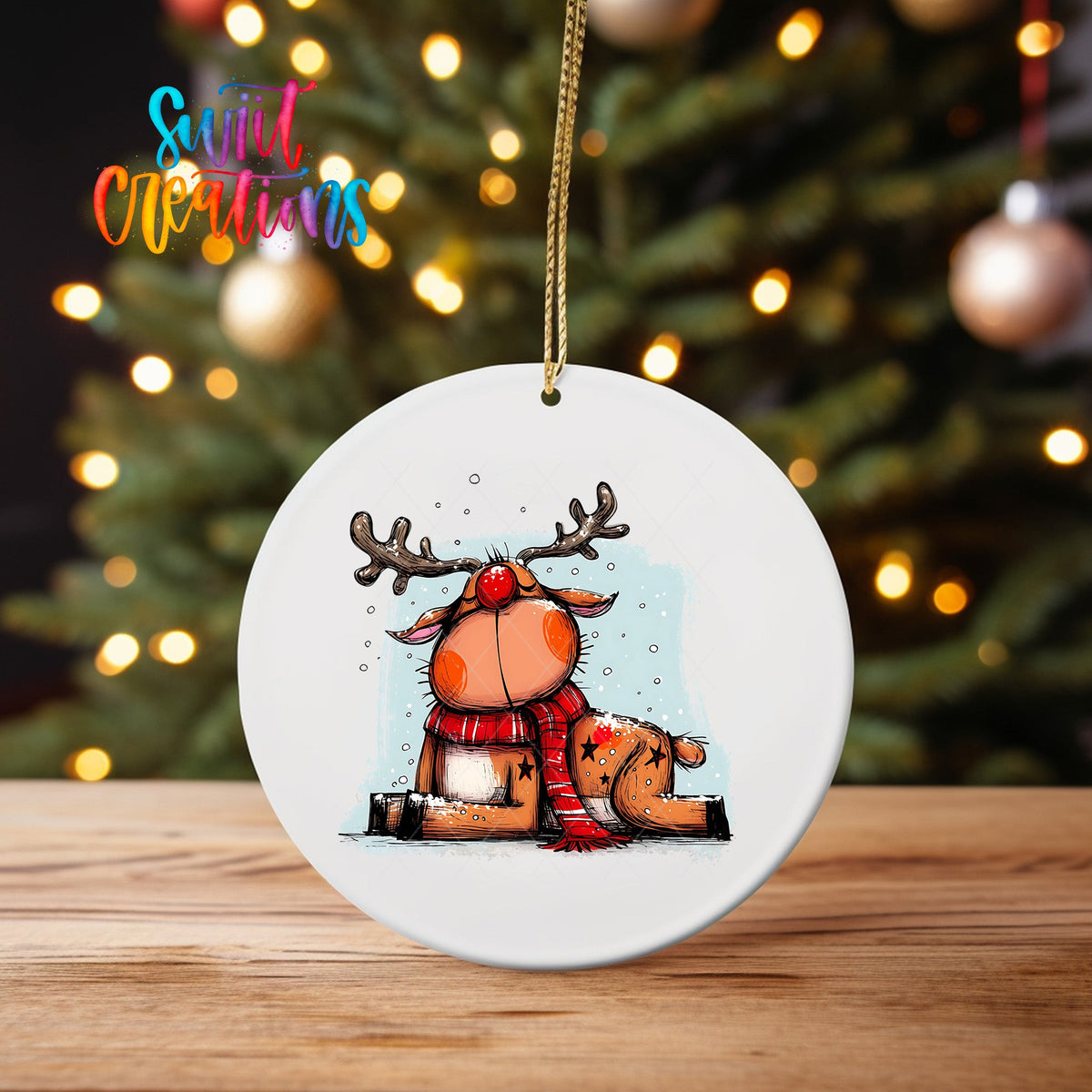 Reindeer Christmas UV DTF Ornament Transfer | O-1271 - Swiit Creations