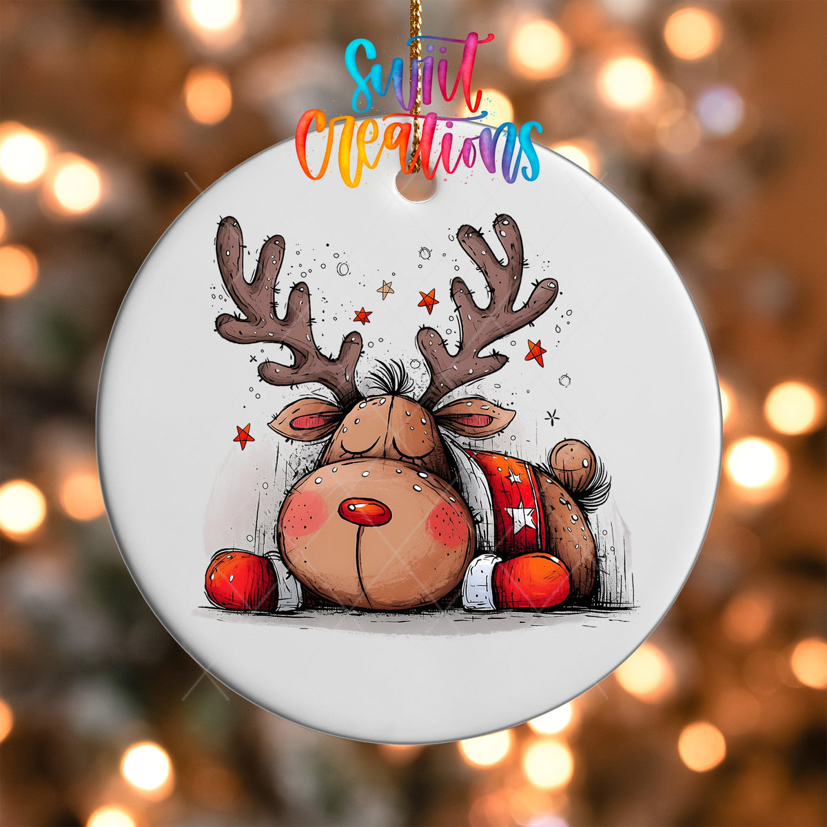 Reindeer Christmas UV DTF Ornament Transfer | O-1272 - Swiit Creations