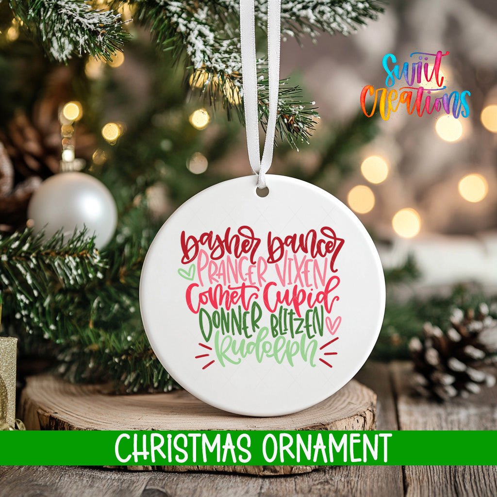 Reindeer Names Christmas Ornament | Holiday Ornament | Festive Keepsake Gift | O299 - Swiit Creations