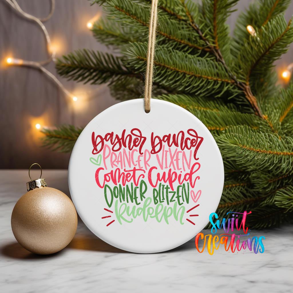 Reindeer Names Christmas UV DTF Ornament Transfer | O-299 - Swiit Creations