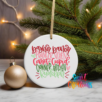 Reindeer Names Christmas UV DTF Ornament Transfer | O-299 - Swiit Creations