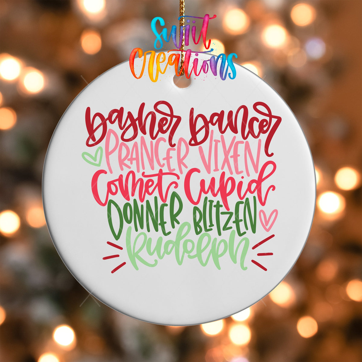 Reindeer Names Christmas UV DTF Ornament Transfer | O-299 - Swiit Creations