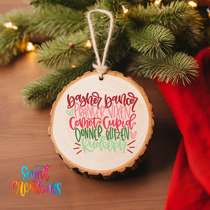 Reindeer Names Christmas UV DTF Ornament Transfer | O-299 - Swiit Creations