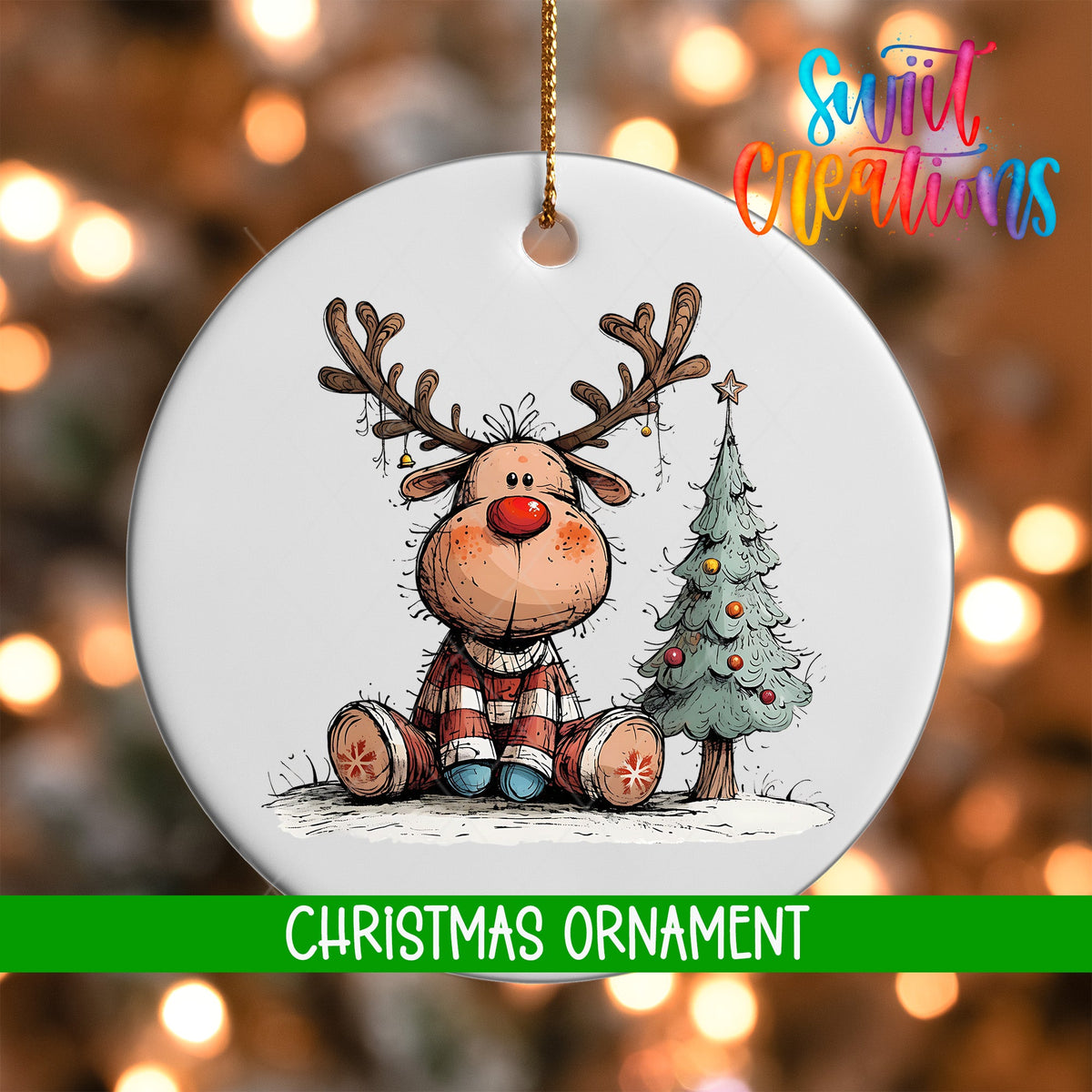 Reindeer Personalized Christmas Ornament | O1269 - Swiit Creations
