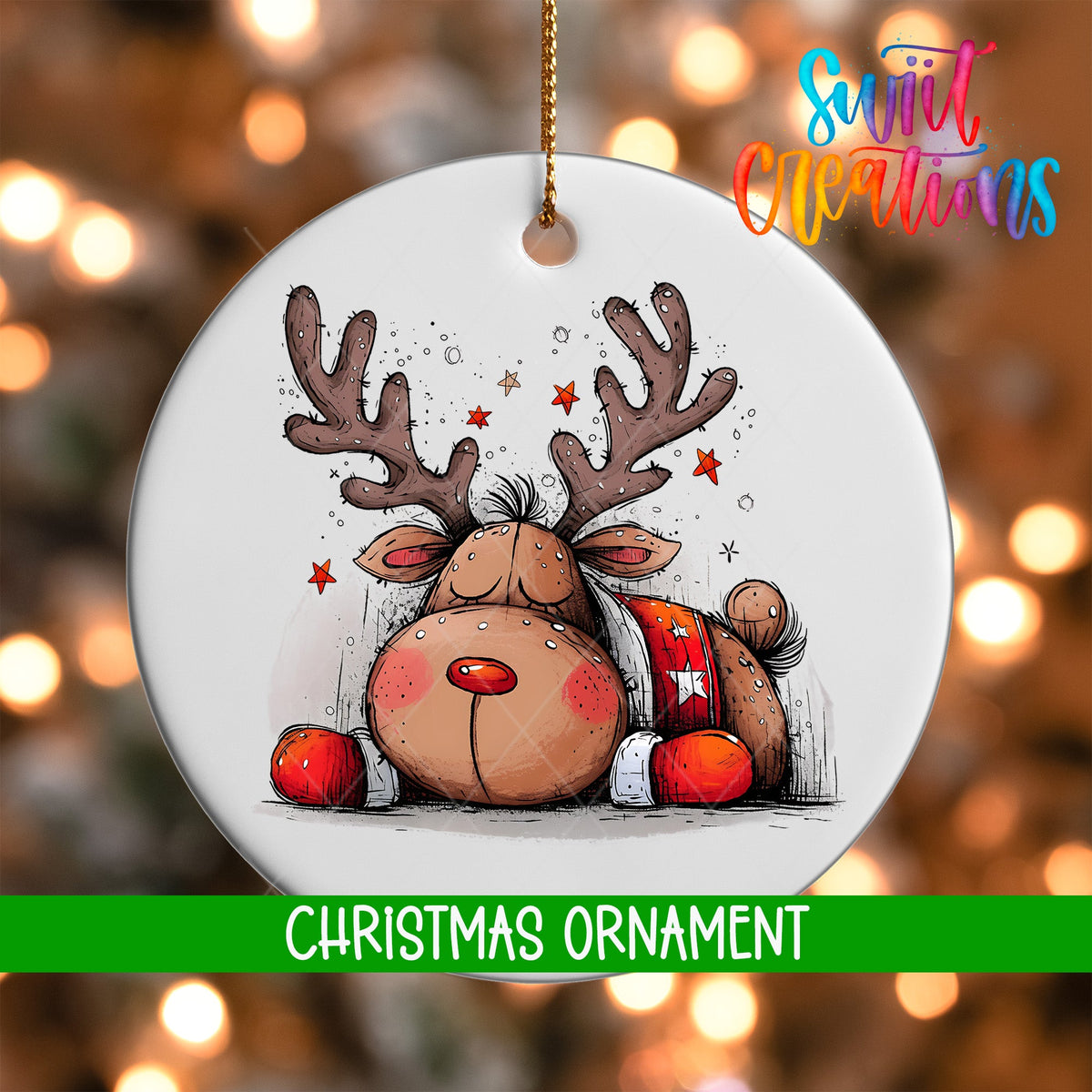 Reindeer Personalized Christmas Ornament | O1272 - Swiit Creations