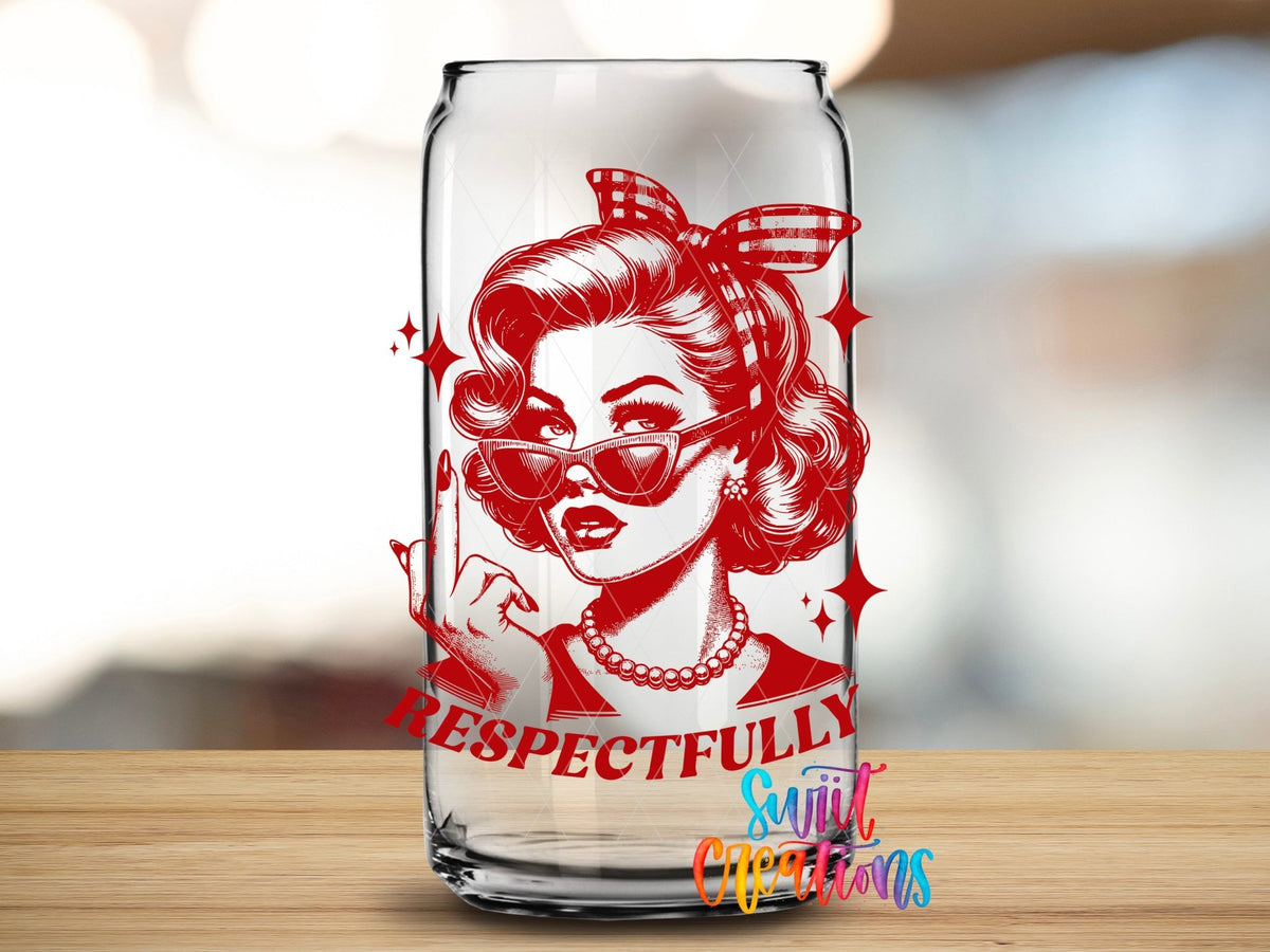 Respectfully Retro Pin Up UV DTF Cup Decal | UV923 - Swiit Creations
