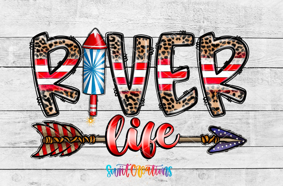 River Life Patriotic UV DTF Decal | Summer Boating Tumbler Decal | UV863 - Swiit Creations