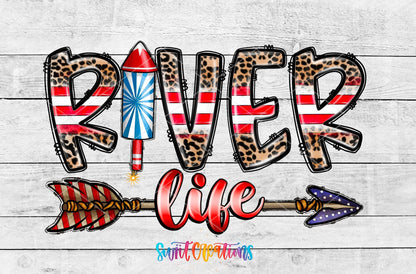 River Life Patriotic UV DTF Decal | Summer Boating Tumbler Decal | UV863 - Swiit Creations