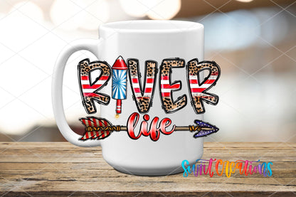 River Life Patriotic UV DTF Decal | Summer Boating Tumbler Decal | UV863 - Swiit Creations