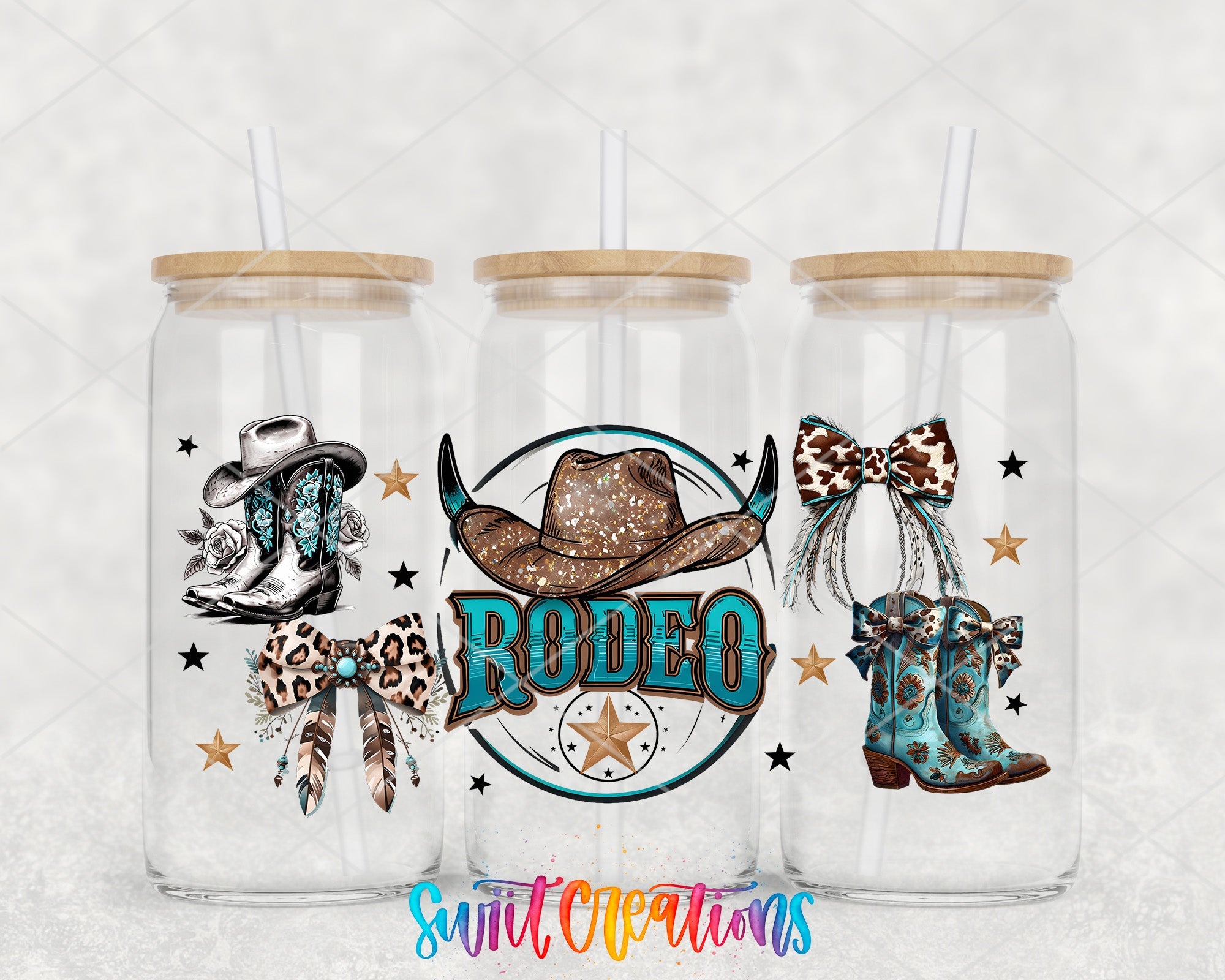 Rodeo Western UV DTF Decal | Cowgirl Boots Bow Cowboy Hat Cup Transfer | DTF285 - Swiit Creations