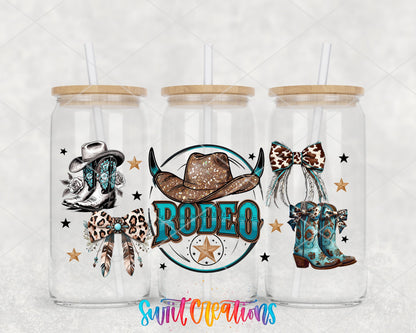 Rodeo UV DTF full wrap on three glass cans