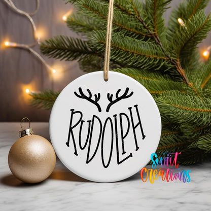 Rudolph UV DTF Ornament Transfer | Minimalist Reindeer Christmas Transfer | O-026 - Swiit Creations