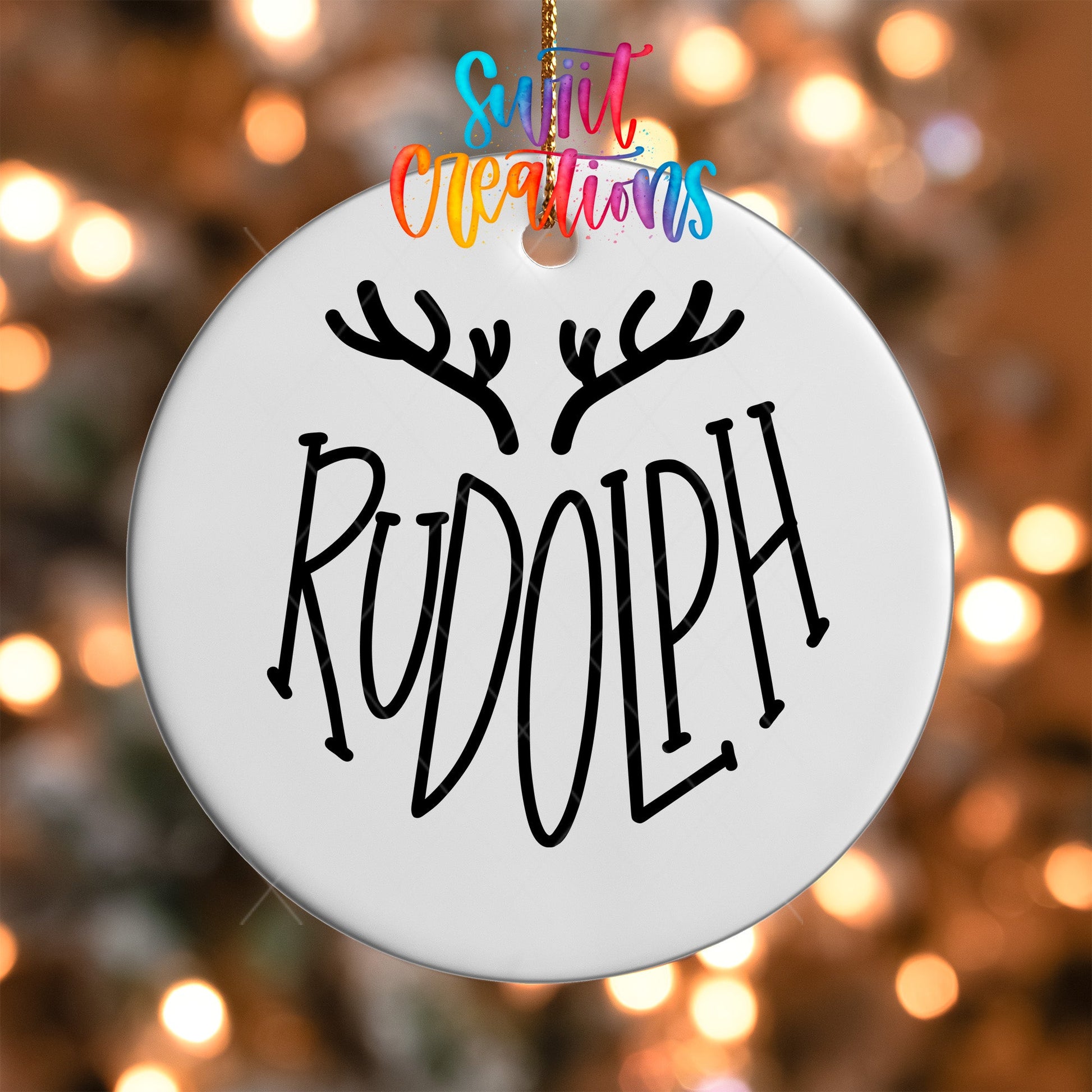 Rudolph UV DTF Ornament Transfer | Minimalist Reindeer Christmas Transfer | O-026 - Swiit Creations