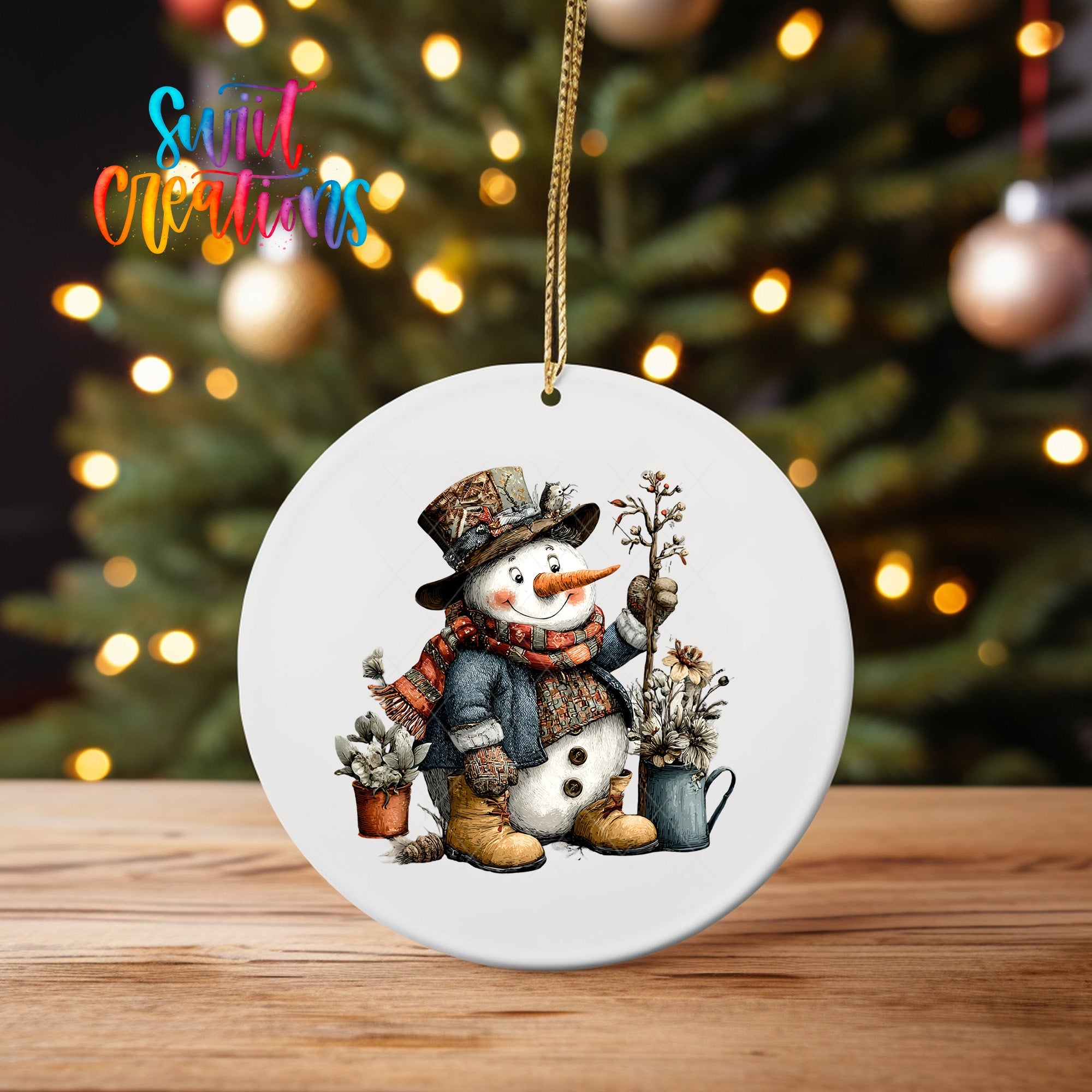 Rustic Country Snowman UV DTF Ornament Transfer | O-1899 - Swiit Creations
