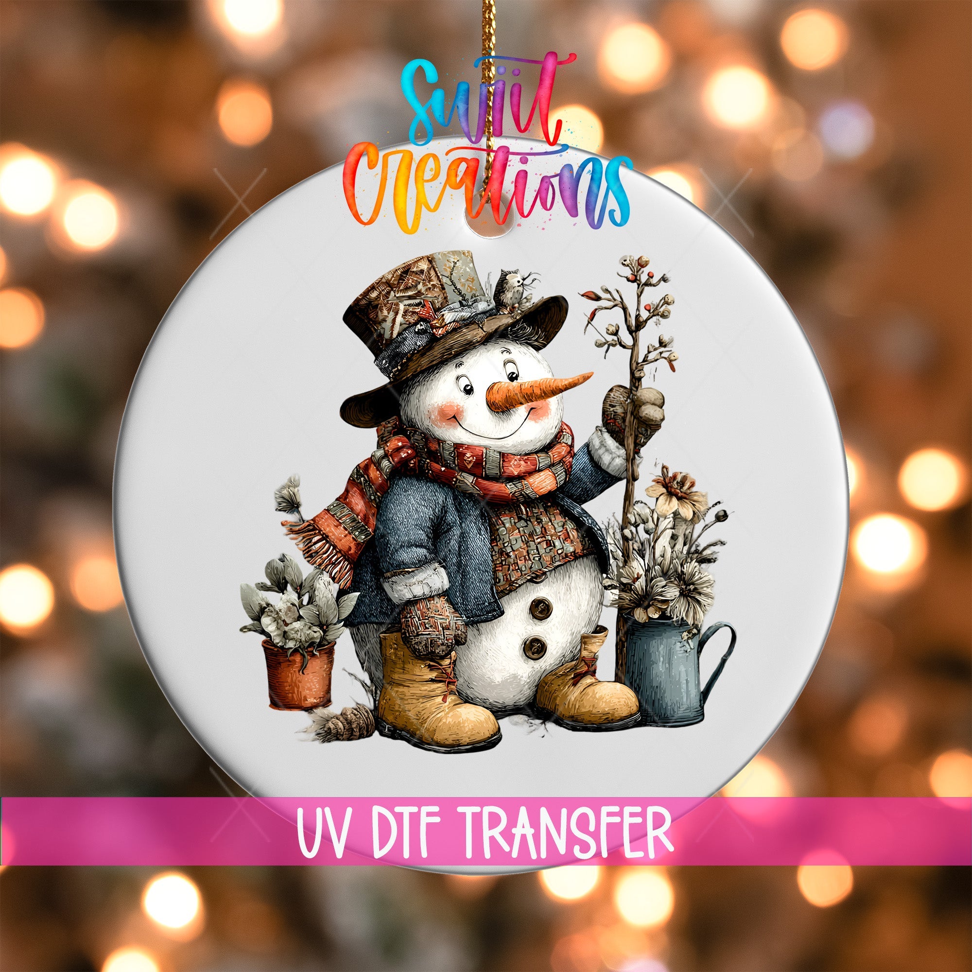 Rustic Country Snowman UV DTF Ornament Transfer | O-1899 - Swiit Creations