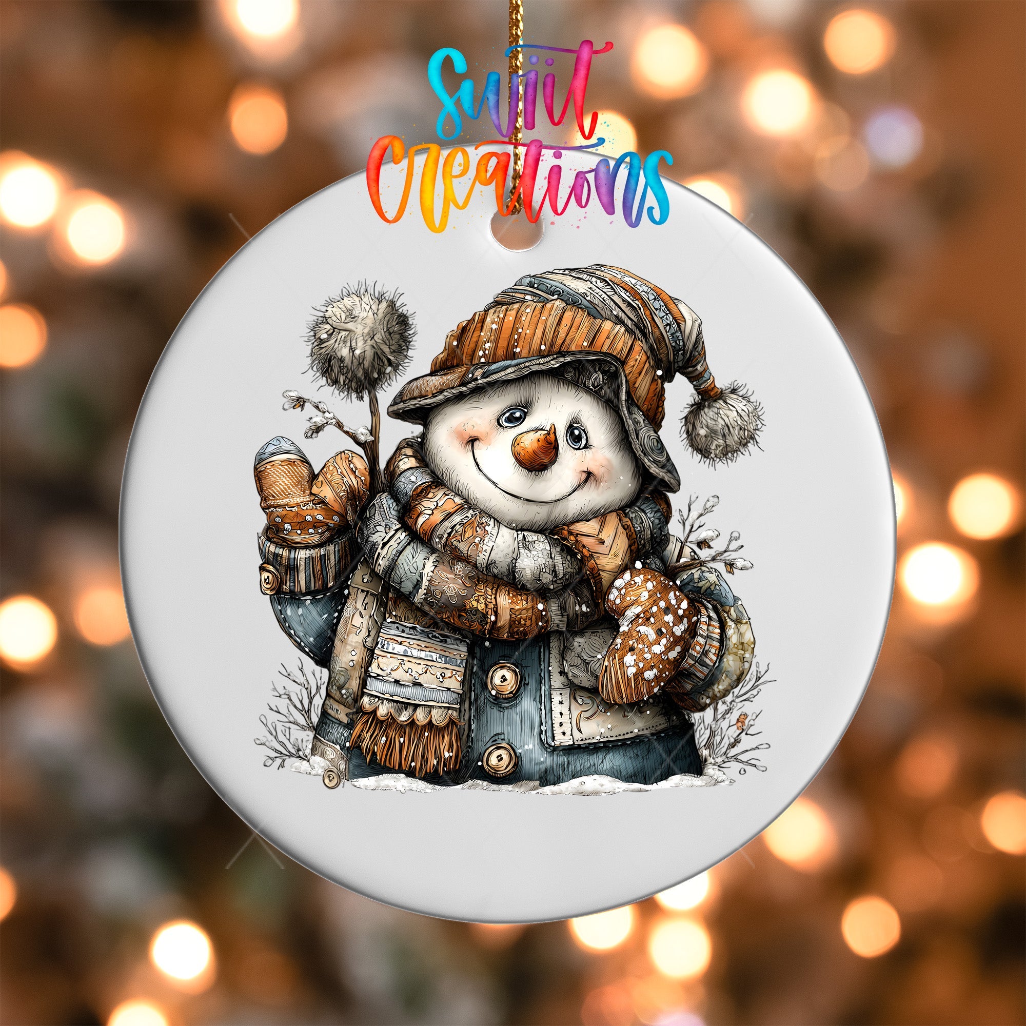 Rustic Patchwork Snowman UV DTF Ornament Transfer | O-1906 - Swiit Creations